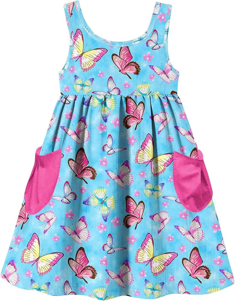 Vieille Little Girls Sleeveless Dress Cute Summer Sundress with Pocket 2-7 Years | Amazon (US)