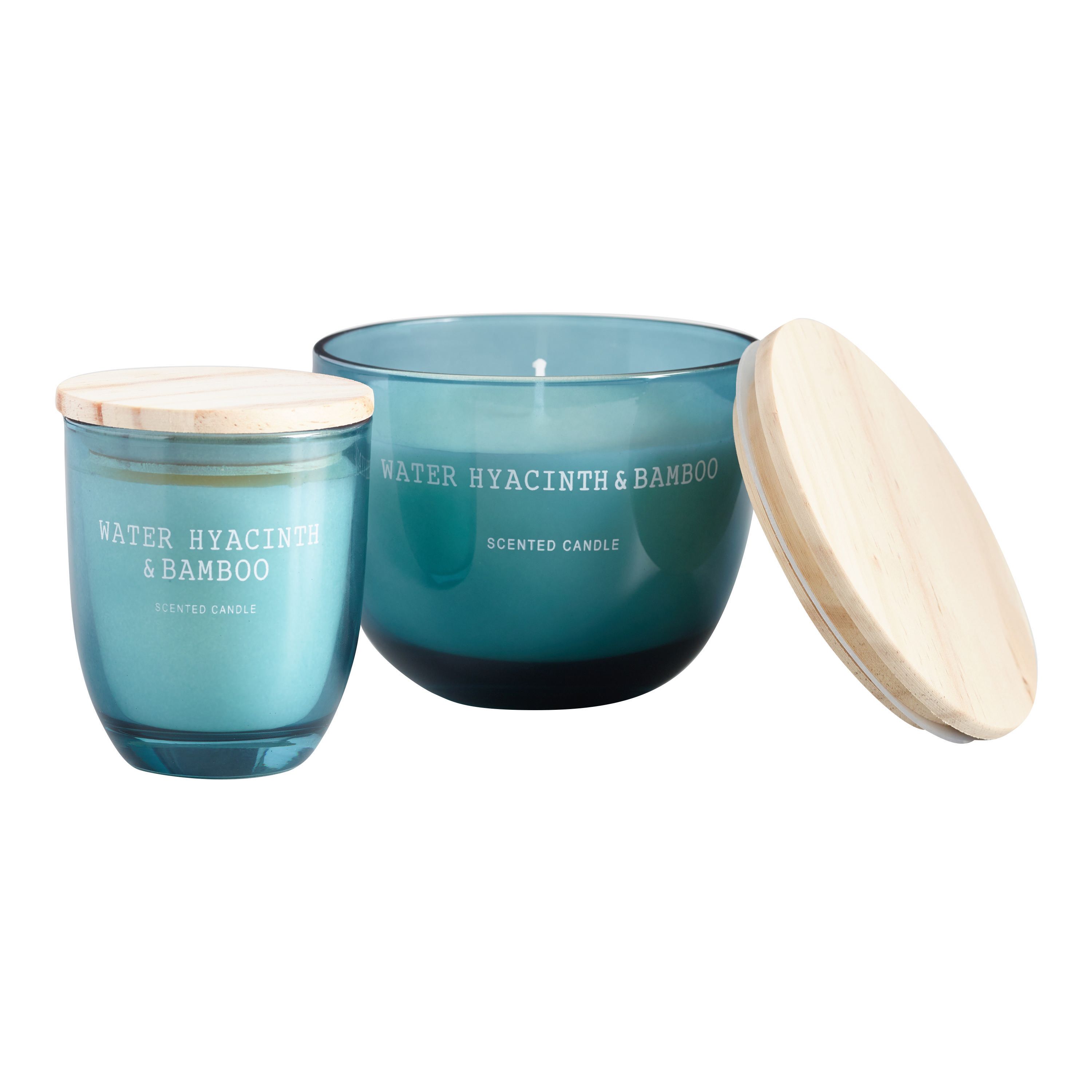 Light Blue Water Hyacinth & Bamboo Scented Candle | World Market