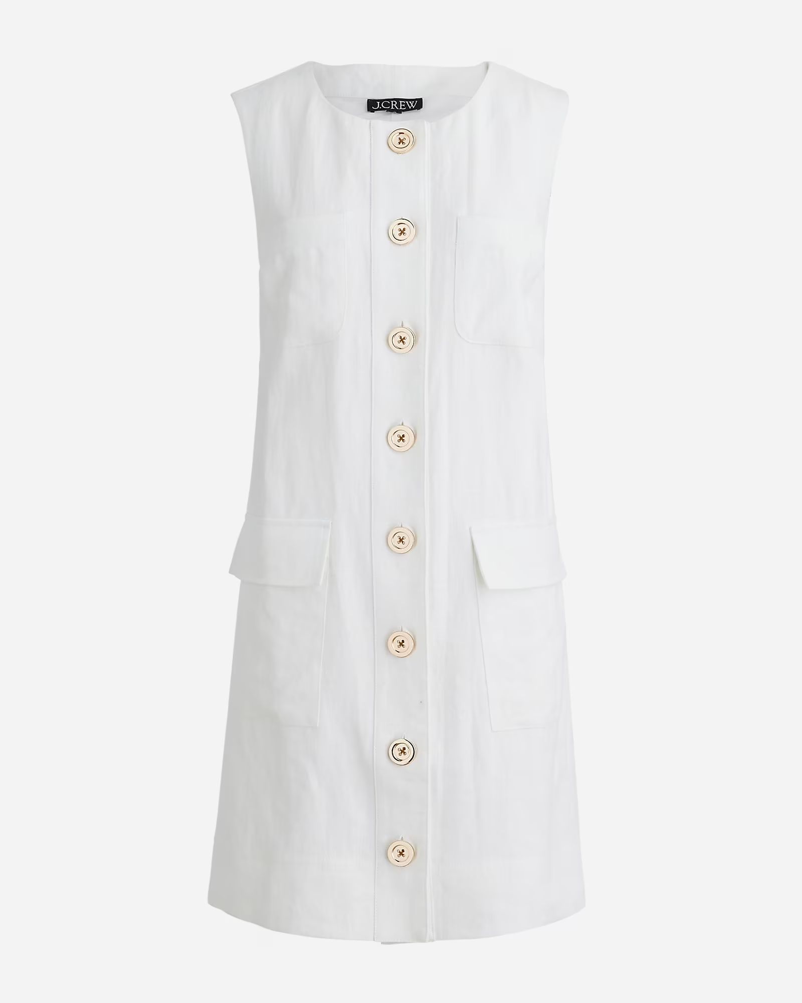 Button-front shift dress in linen | J.Crew US