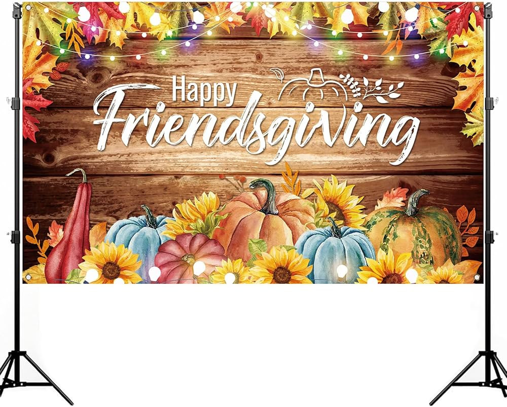 Nepnuser Happy Friendsgiving Photo Booth Backdrop Fall Harvest Thansgiving Friends Party Wall Dec... | Amazon (US)