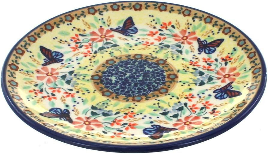 Blue Rose Polish Pottery Blue Butterfly Dessert Plate | Amazon (US)