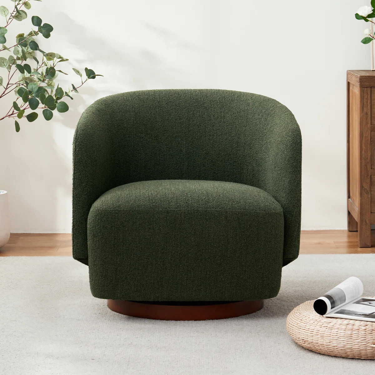 Caysey Boucle Upholstered Swivel Accent Chair | Wayfair North America