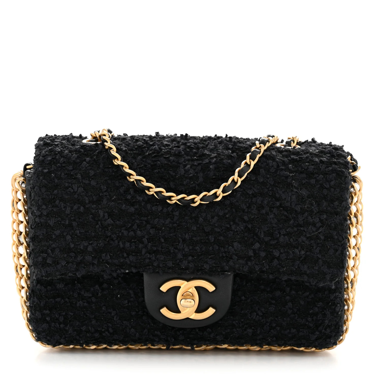 Tweed Quilted Mini Side Pearl Flap Bag Black | FASHIONPHILE (US)