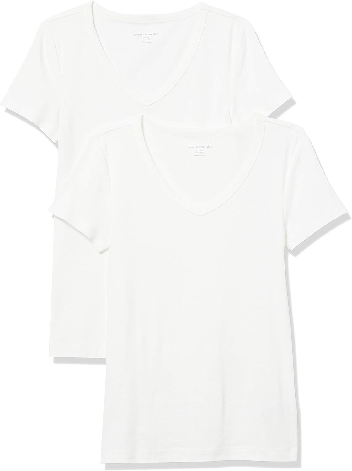 Amazon Essentials Women's Slim-Fit Short-Sleeve V-Neck T-Shirt, Pack of 2 | Amazon (US)