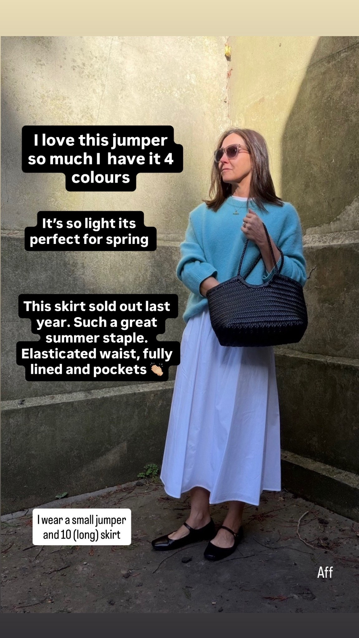 A cotton poplin skirt is a summer staple for me. This one sold out last year but it’s back again this year. This jumper is light enough for warmer days and this colour is irresistible 🩵

#LTKspring #LTKuk #LTKover50style