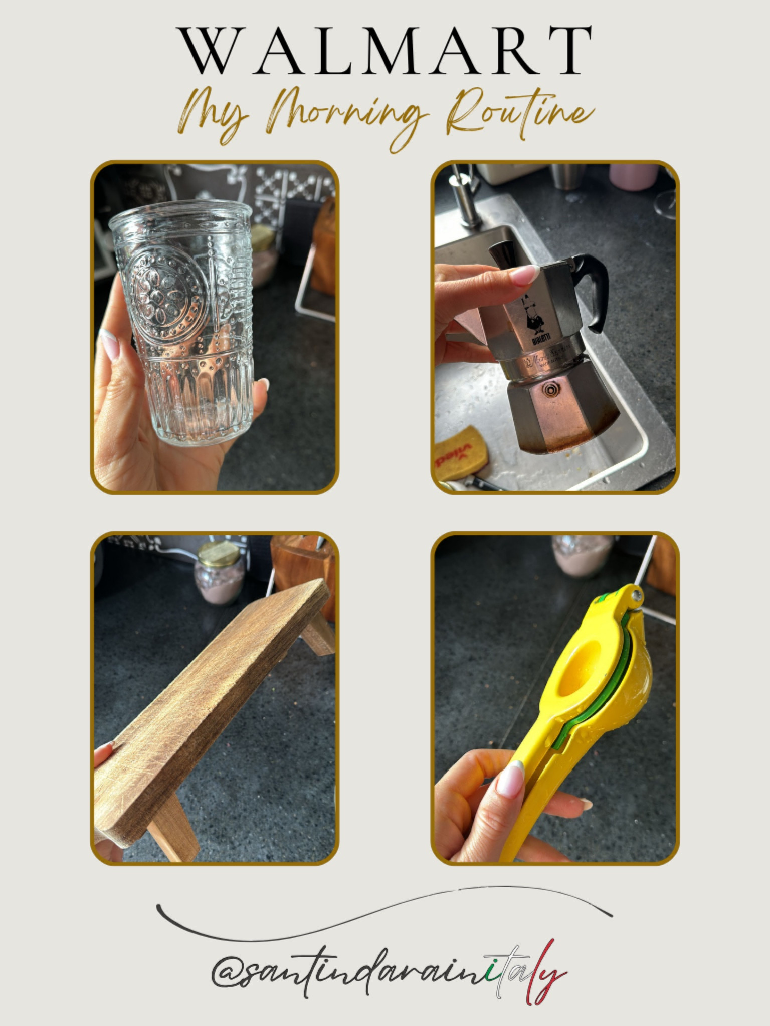 Starting my day right with these essentials from Walmart: Bialetti Bialetti moka pot
Wood cutting board
Lemon squeezer
Cute glasses 
Apple cider vinegar
Cute dish towels from Walmart





#LTKhome #LTKfitness