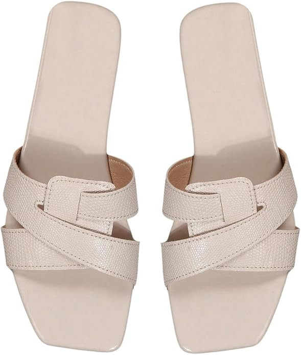 GORGLITTER Women's Cross Strappy Flat Sandals Colorblock Twist Band Slide Sandals Summer Open Toe... | Amazon (US)