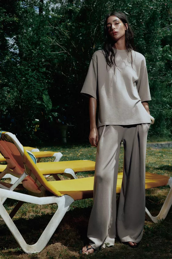 WASHED-EFFECT INTERLOCK TROUSERS | Zara UK