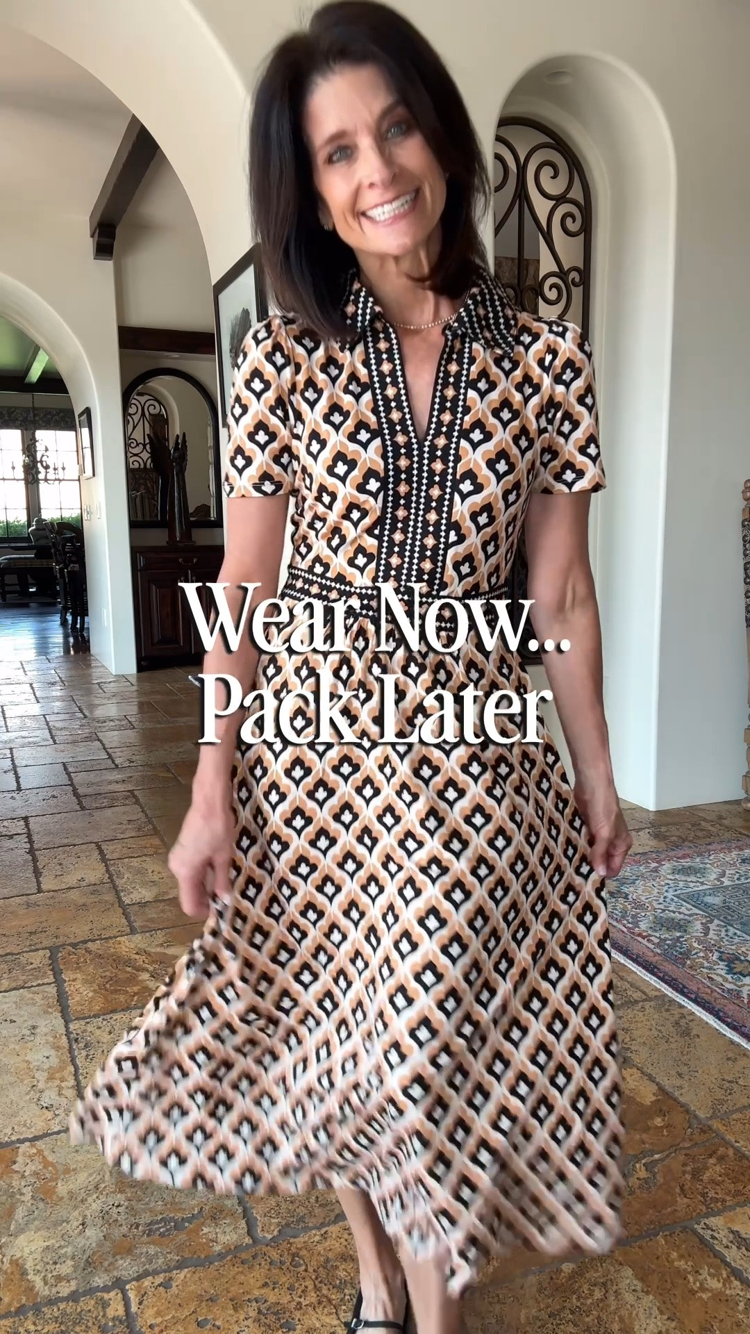 Two dresses that work now and keep going into fall travel.  Style them with sandals while it’s warm, then swap in closed-toe shoes, sneakers, cardigans, denim jackets, or a blazer as the weather cools.

They’re perfect for travel because they’re soft, stretchy, very comfortable, and don’t wrinkle.  They pack beautifully, and they’re so cute they add plenty of personality to your travel capsule wardrobe.

Easy transitional dresses, simple outfit changes, and more ways to wear what you pack.