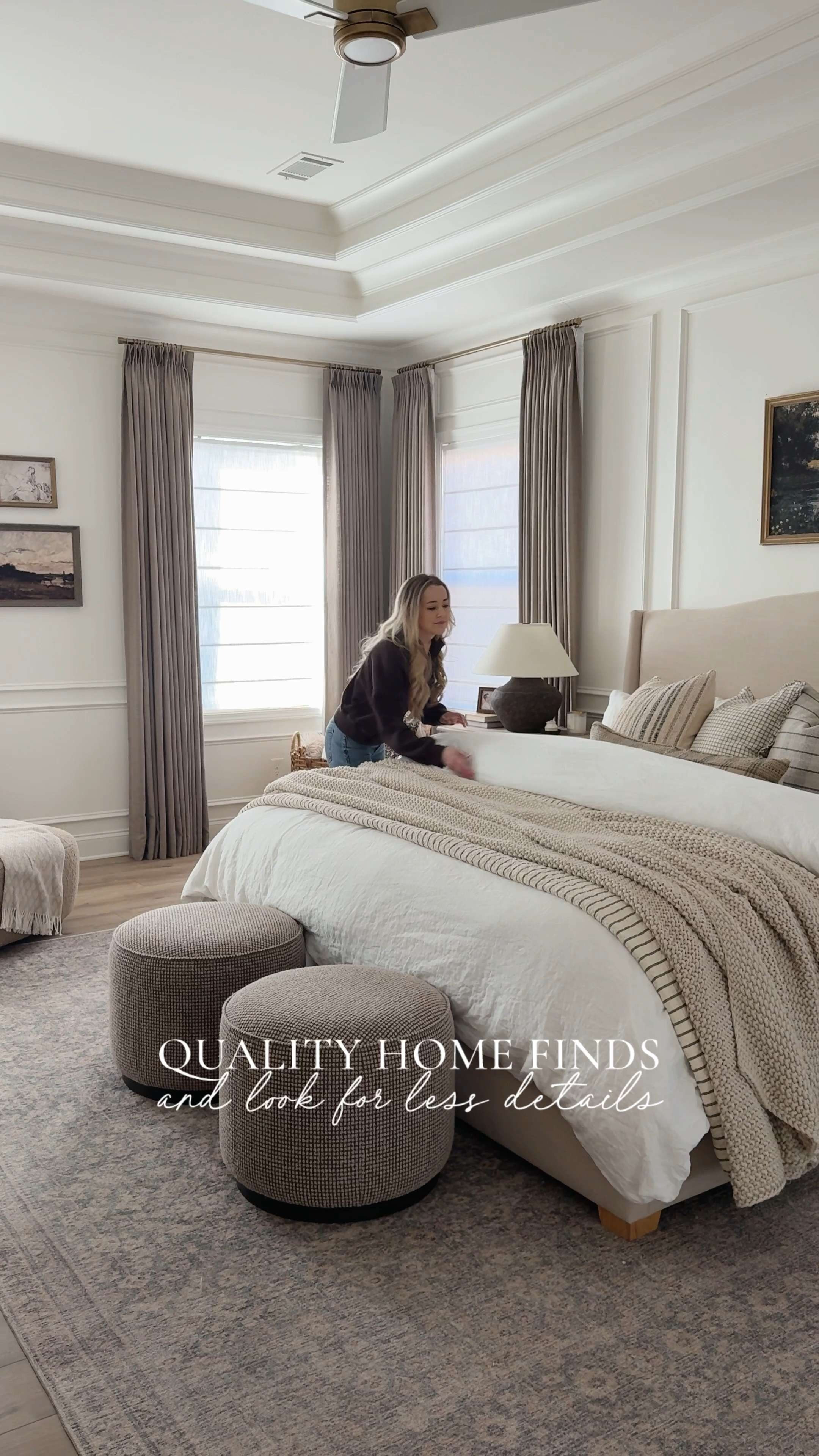  

Rounding up some of my favorite look for less finds from around my home.

When I share a look for less, I spend time searching, reading reviews, and comparing materials to make sure the “less” is still a quality piece that will actually hold up to everyday life — kids, three goldendoodles, and all.

A few favorites I’m sharing: my upholstered bed, dark accent table lamps, and neutral wood nightstands in the bedroom; my coffee table and comfy swivel chair in the living room; and my kitchen pendants, sconces, and hardware that elevate the space without the high-end price tag.

 