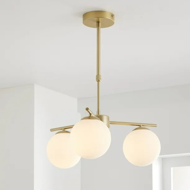 Better Homes & Gardens Three Globe Ceiling Light Burnished Brass 3pcs T6 Bulbs Included | Walmart (US)