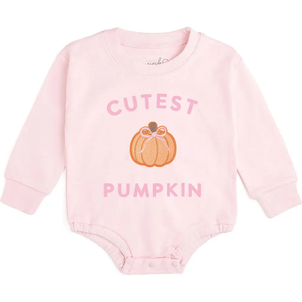 Sweet Wink Cutest Pumpkin Patch Long Sleeve Romper in Ballet Pink at Nordstrom, Size 12-18M | Nordstrom