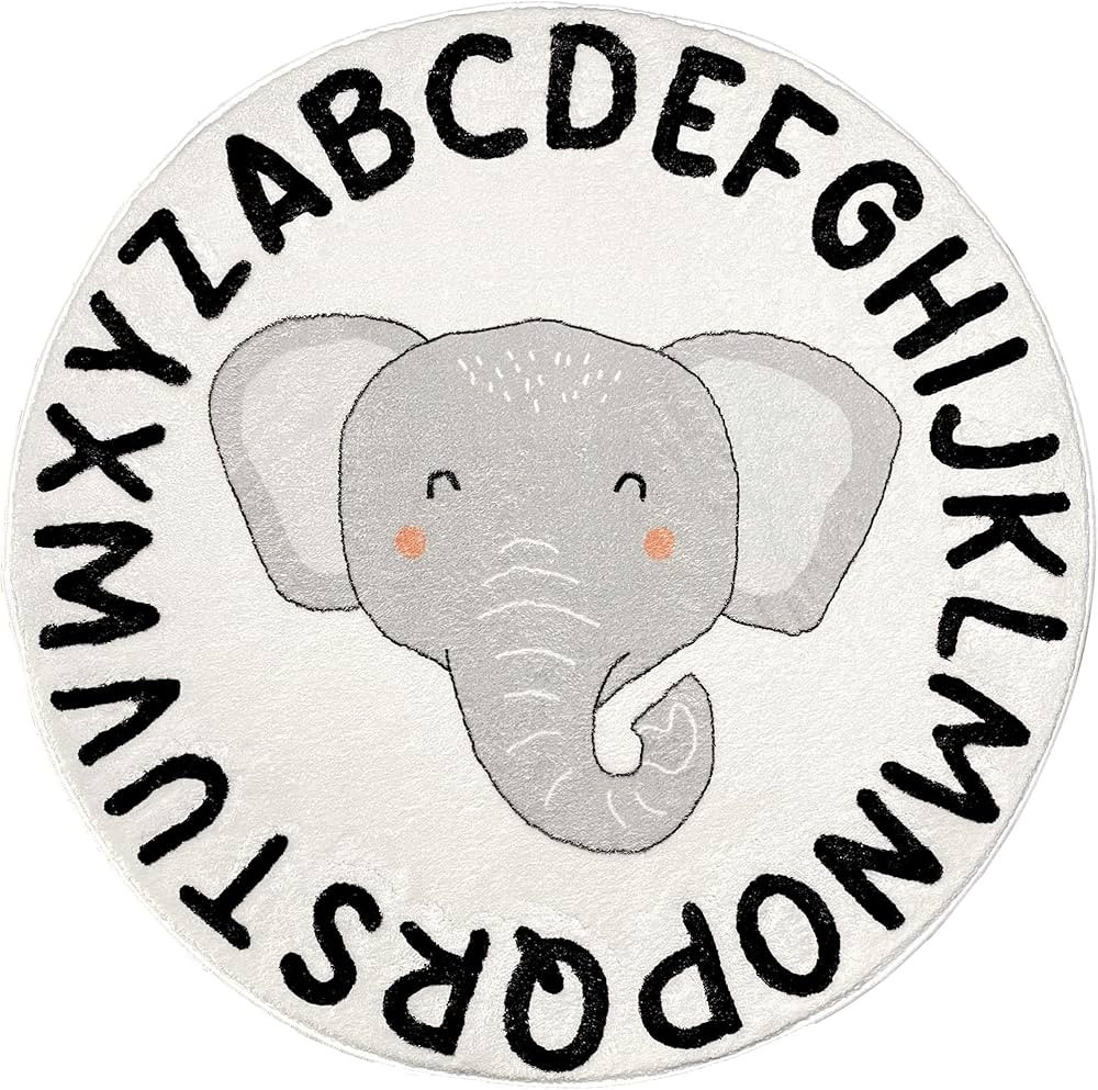 ABC Round Alphabet Nursery Rug, Soft Fluffy Carpet for Playroom, Bedroom, Classroom - Washable No... | Amazon (US)