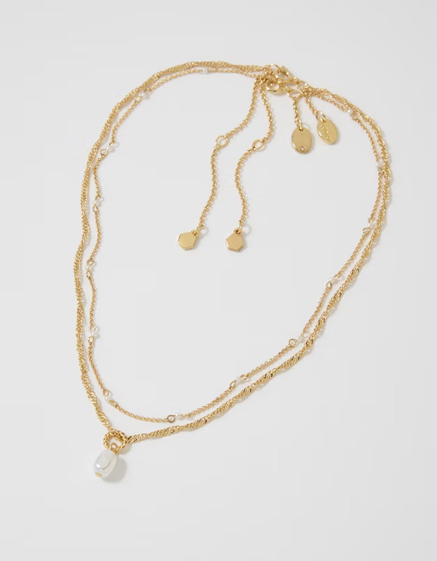 Aerie Twist Chain Pearl Necklace | Aerie