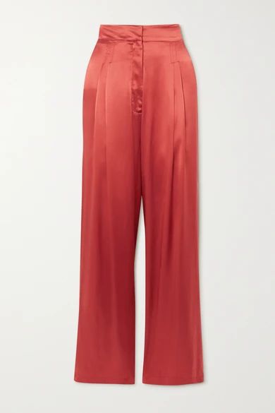 Le Kasha - Sansha Silk-satin Wide-leg Pants - Papaya | NET-A-PORTER (US)