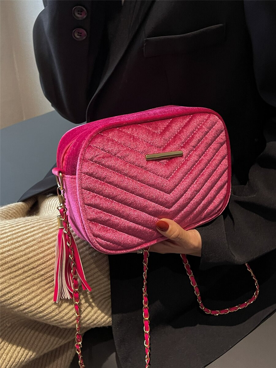 Mini Chevron Tassel Decor Square Bag SKU: sg2212107729273214$10.00Make 4 payments of $2.50 $9.50J... | SHEIN