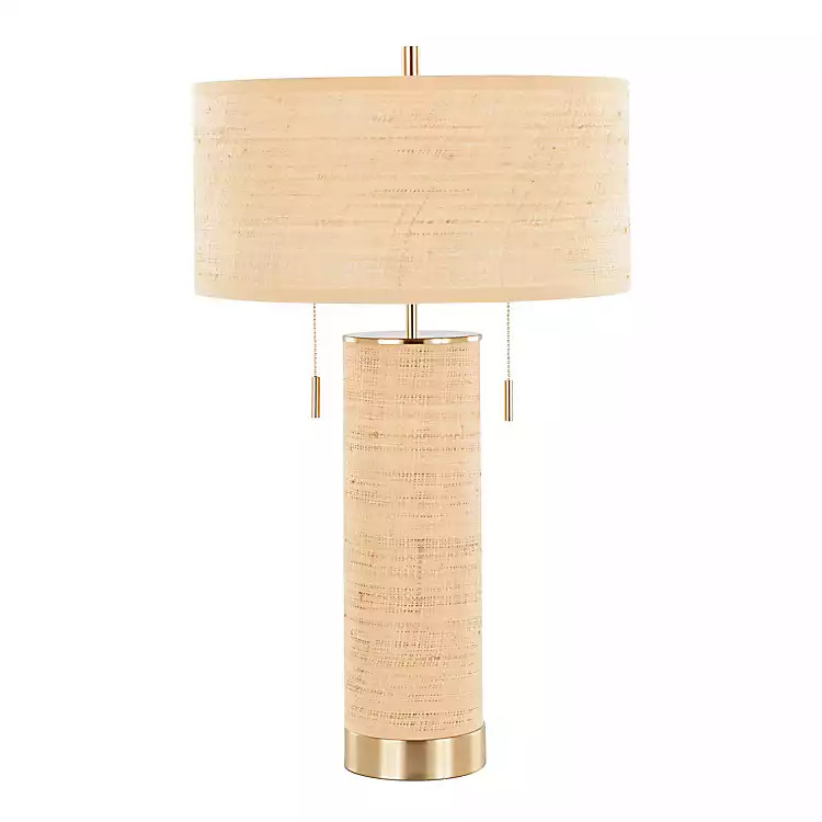 Natural Rattan and Gold Metal Table Lamp | Kirklands Home | Kirklands