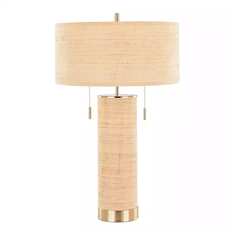 New! Natural Rattan and Gold Metal Table Lamp | Kirkland's Home