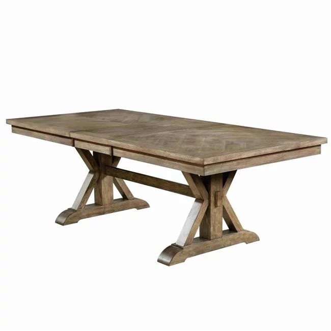 Benjara BM207662 30 x 42 x 90 in. Transitional Style Wooden Dining Table with Trestle Base, Brown | Walmart (US)