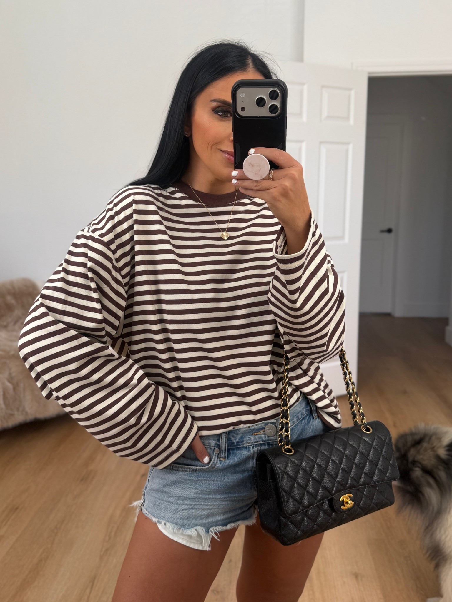 Amazon Oversized Striped Long Sleeve T Shirt wearing size medium. 