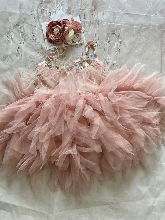 Dusty pink blush ,flower girl dress, first birthday outfit, cake smash pictures ,  toddler dress,... | Etsy (US)
