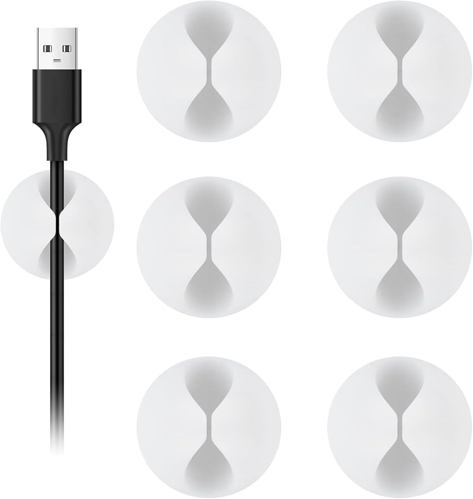 Shintop Cable Clips, 6 Pack White Cord Holder Cable Management Wire Organizer for Organizing Desk... | Amazon (US)