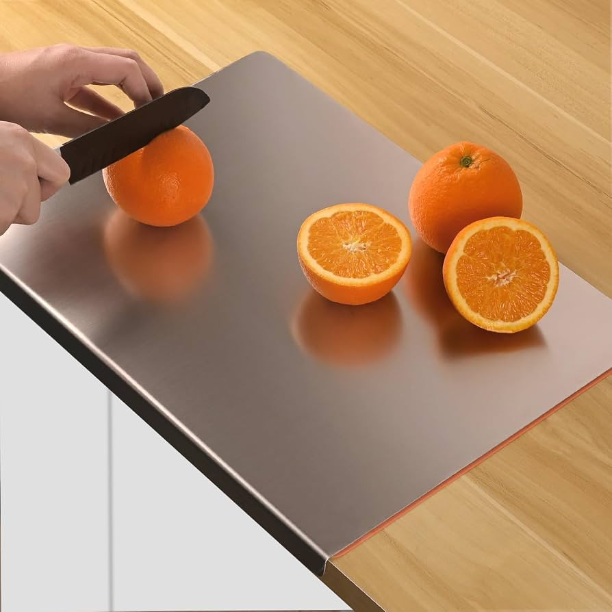 HUAKENER Large Stainless Steel Cutting Boards for Kitchen, Cutting Board with Counter Lip, Cuttin... | Amazon (US)