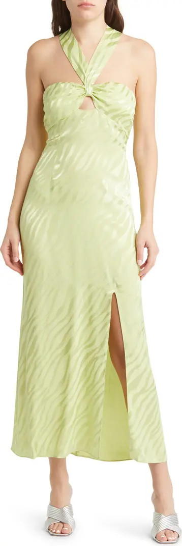 Connor Stripe Satin Jacquard Cocktail Midi Dress | Nordstrom