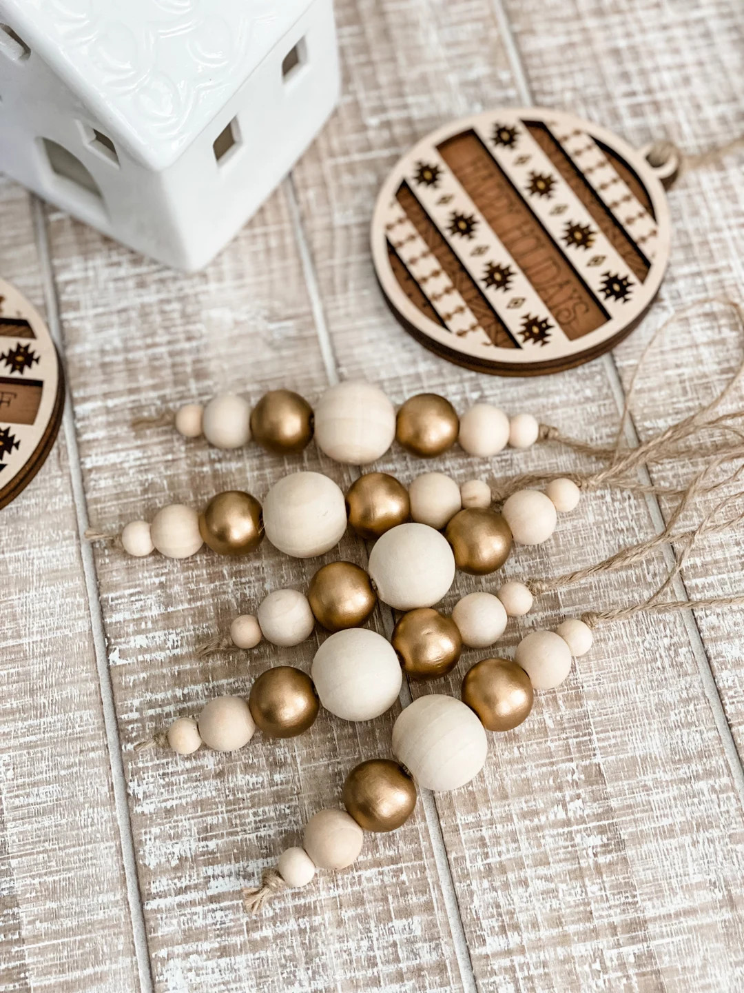 Set of 5 Gold Christmas Decor Rustic Christmas Farmhouse - Etsy | Etsy (US)