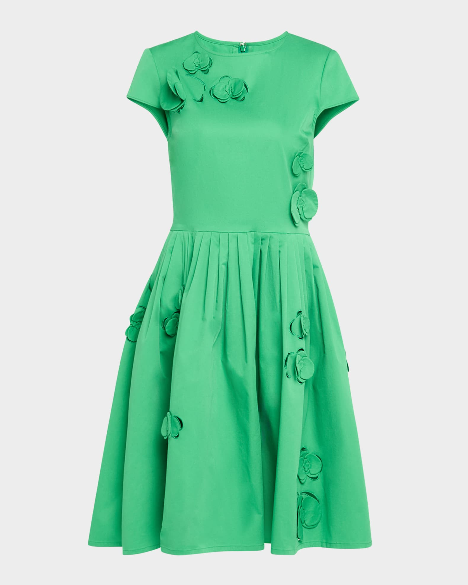 Oscar de la Renta Orchid Cutout Cotton-Twill Sleeveless Midi Dress | Neiman Marcus