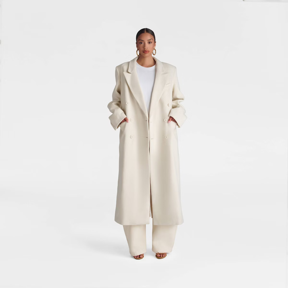 KBB by KAHLANA Women's 'The Maxi Coat' - Cream | Target