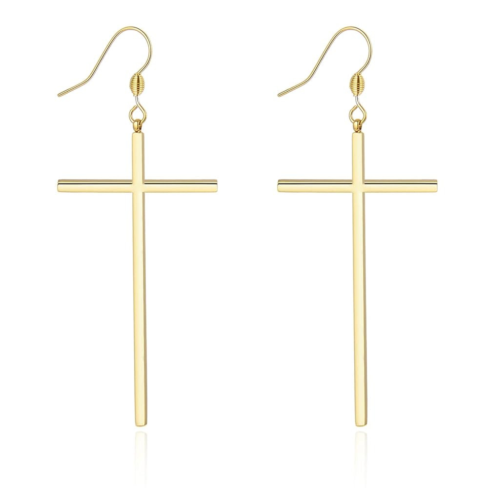 Jeka Hypoallergenic Stainless Steel Cross Earrings Long Dangle Minimalist Jewelry for Women Girls... | Amazon (US)