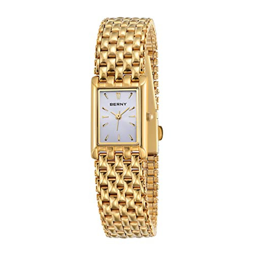BERNY Gold Watches for Women Ladies Wrist Quartz Watches Stainless Steel Band Womens Gold Watch Small Luxury Casual Fashion Bracelet (White Dial) | Amazon (US)