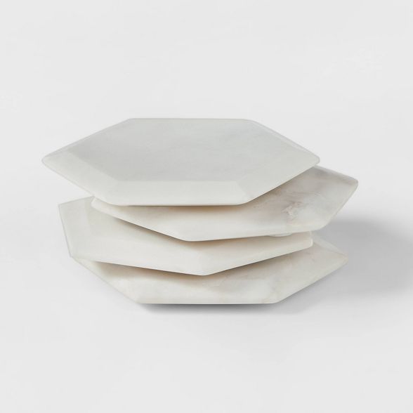 4pk Marble Hexagonal Coasters Natural - Threshold™ | Target