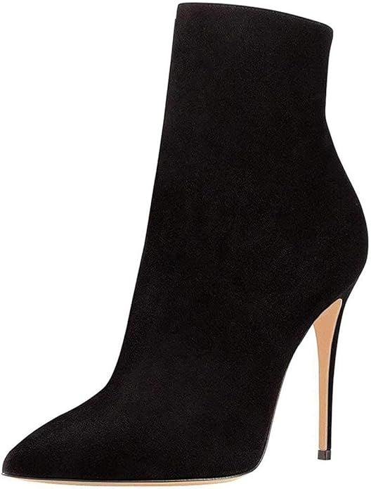 FSJ Women Fashion High Heel Ankle Boots with Rivets Closed Pointed Toe Stilettos Zipper Warm Shoe... | Amazon (US)