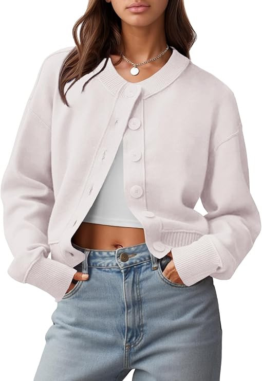 UNCLECAT Womens Cropped Cardigan Sweaters Casual Long Sleeve Crewneck Button Down Knit Outerwear ... | Amazon (US)