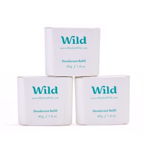 Wild - Refillable Deodorant - Fresh Cotton & Sea Salt Refill Trio Pack - Vegan - Aluminum Free - Long Lasting Protection - 3 Pack of 1.41oz Refills | Amazon (US)