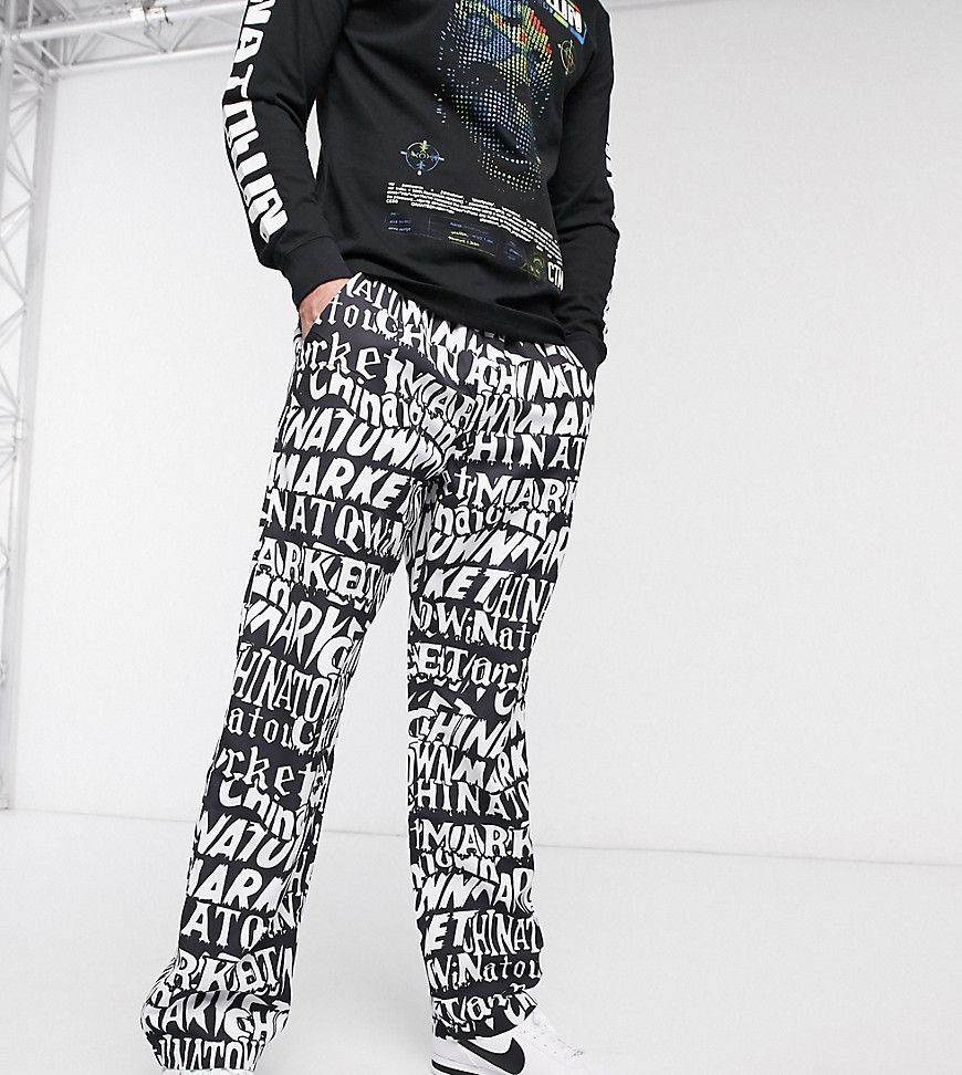 Chinatown Market repeat logo lightweight woven pants in black | ASOS (Global)