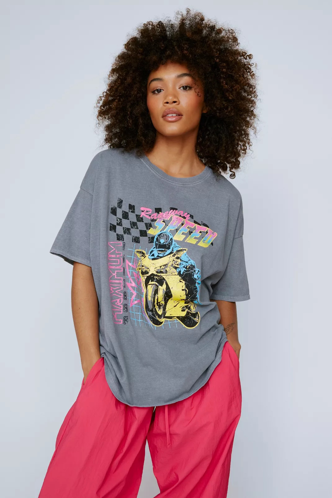 Motorbike Graphic Overdyed T-Shirt | Nasty Gal (US)
