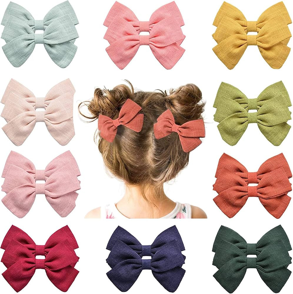 Meegoo 20 PCS Hair Bows for Girls, 3.5" Butterfly Hair Barrettes for Baby Girls Kids, 10 Colors C... | Amazon (CA)