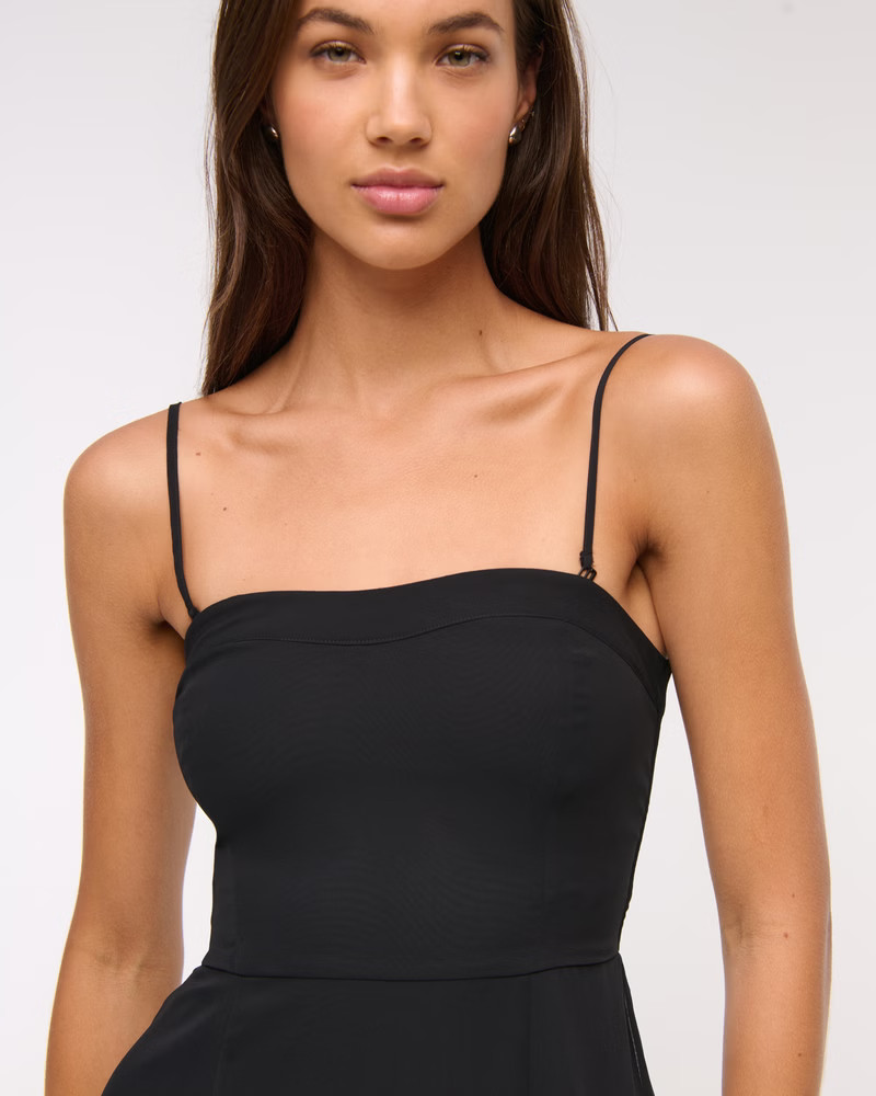 Women's The A&F Camille Strapless Godet Midi Dress | Women's | Abercrombie.com | Abercrombie & Fitch (US)