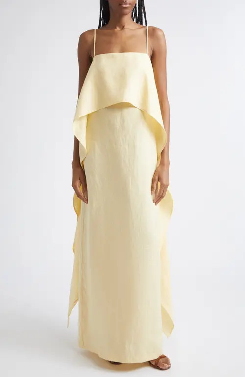 STAUD Valencia Linen Maxi Dress in Butter at Nordstrom, Size 0 | Nordstrom