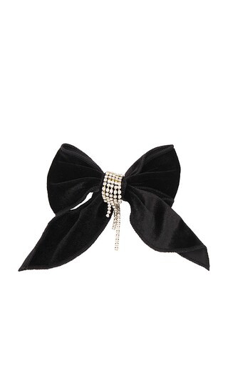 Velvet Bow Crystal Chain Hair Clip in Black | Revolve Clothing (Global)