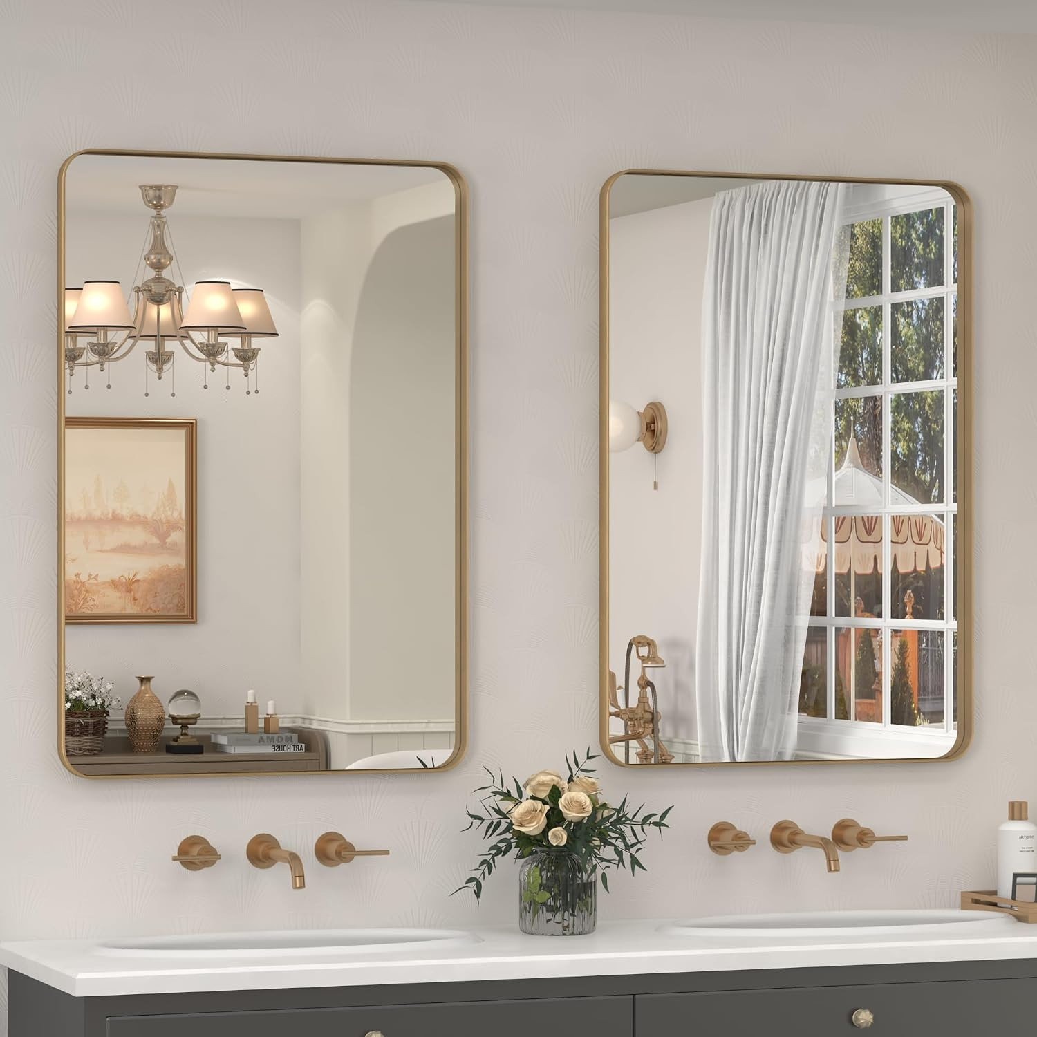 2 Pack of 24x36 Inch Gold Bathroom Vanity Mirror | Amazon (US)
