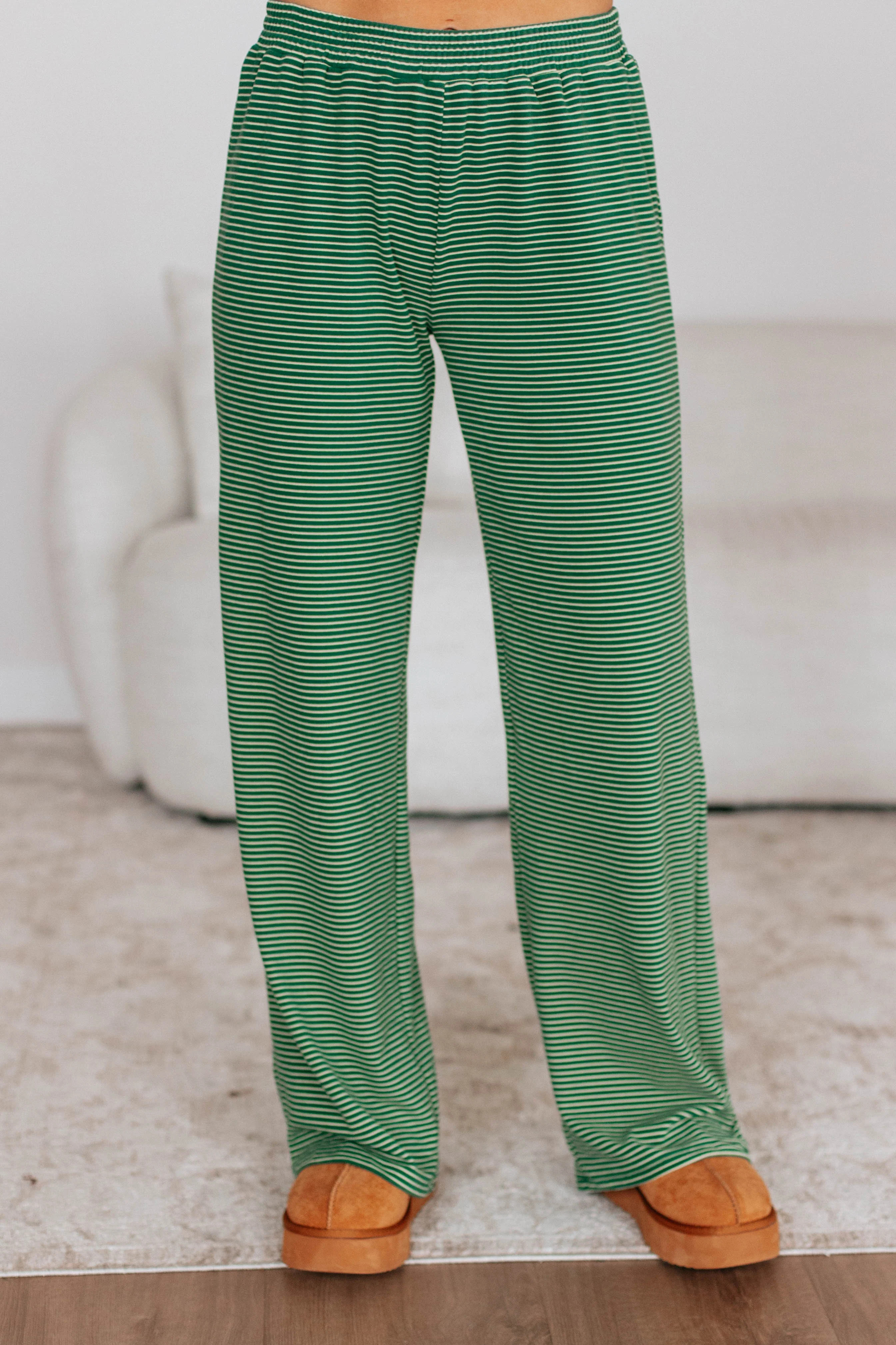 Cayla Striped Pants - Hunter Green Mix | Wild Oak Boutique
