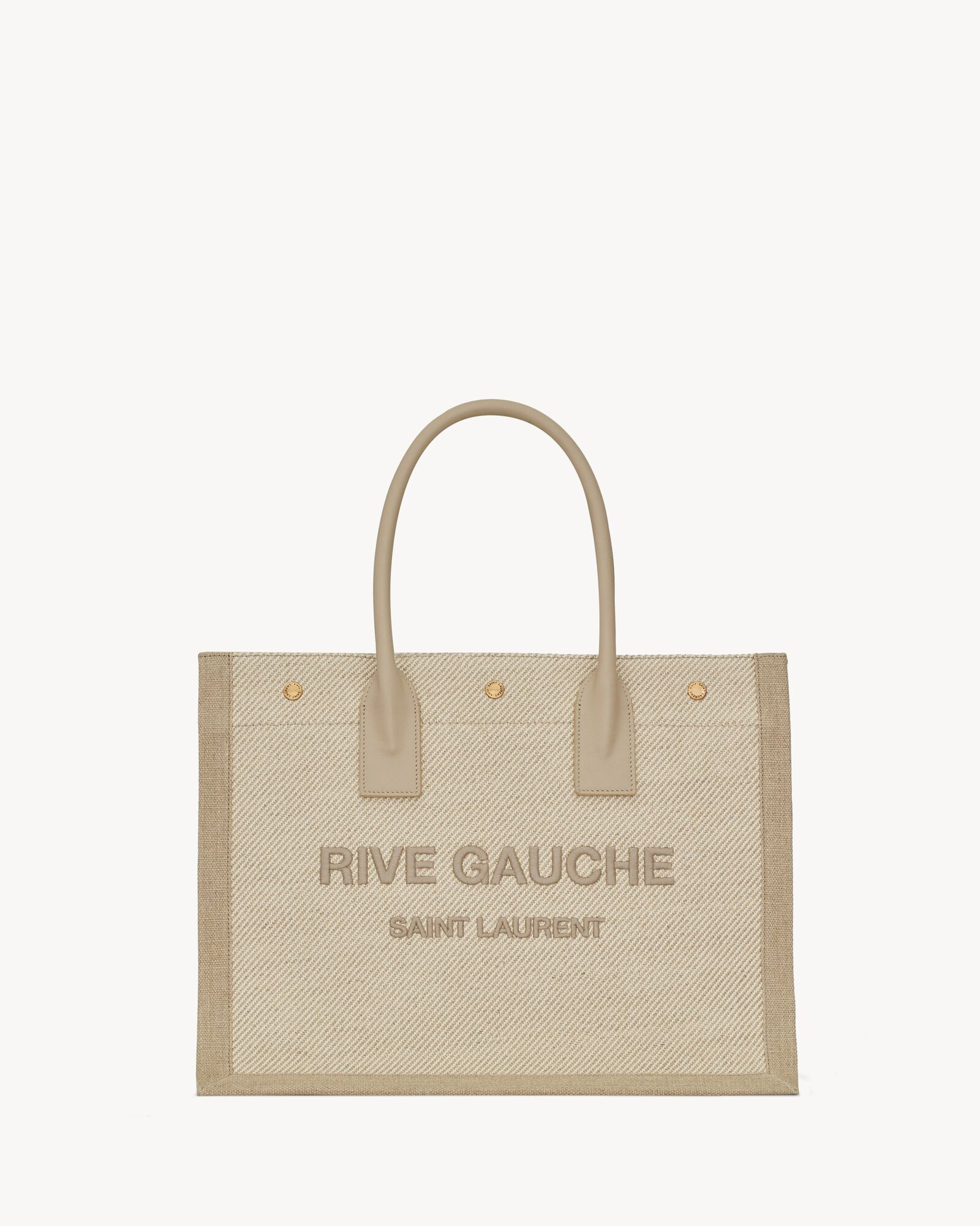 rive gauche small tote bag in linen and leather | Saint Laurent Inc. (Global)