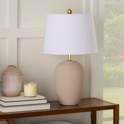 Nourison 23" Blush Pink Ceramic Urn Table Lamp | Target