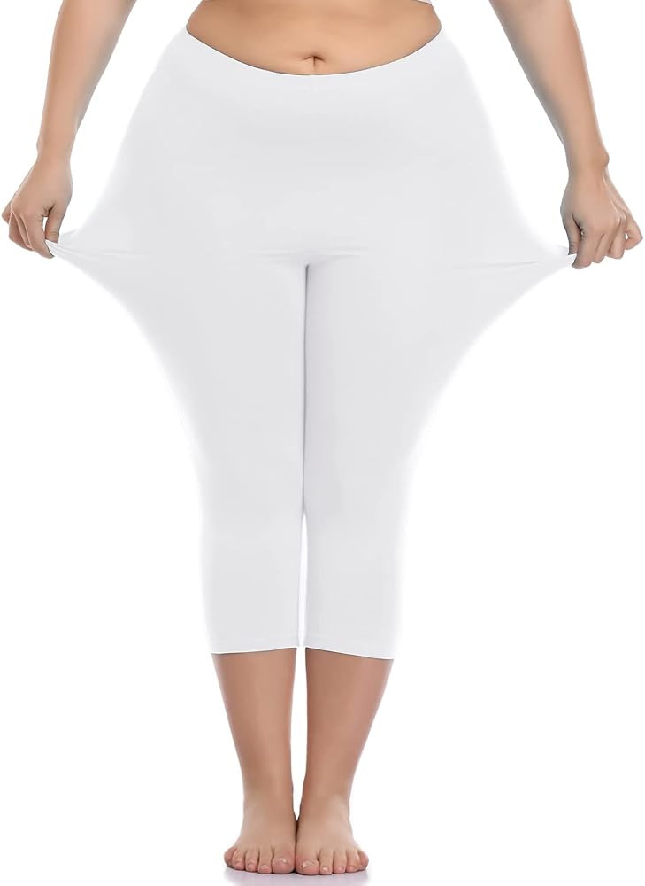 VOGUEMAX Womens Capri Leggings Plus Size High Waisted Crop Yoga Pants | Amazon (US)
