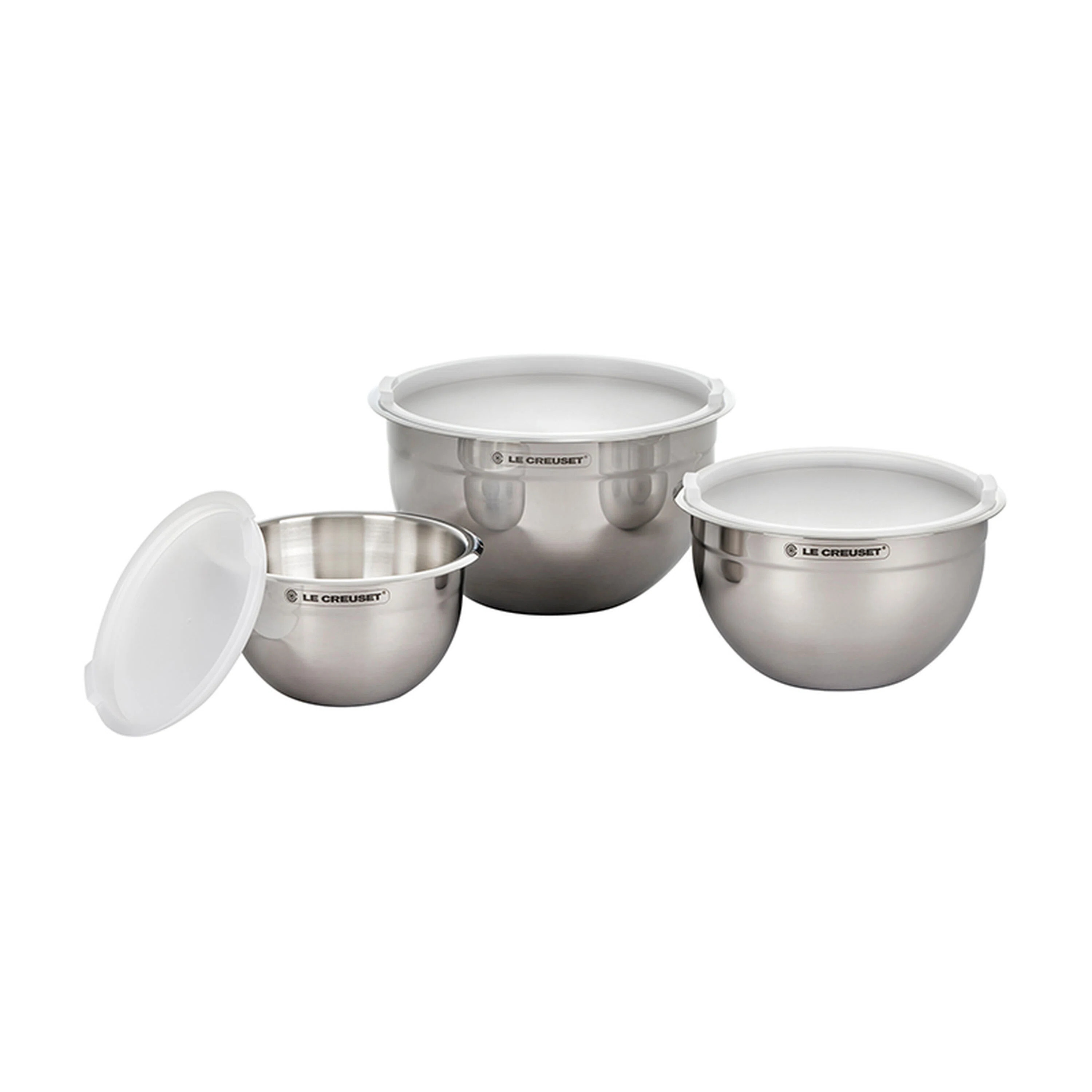Le Creuset Set of 3 Stainless Steel Mixing Bowls | Perigold