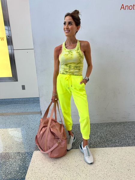 Lululemon neon joggers size 0, neon tie dye tank size 4 
Travel outfit 

#LTKsalealert #LTKunder50 #LTKtravel